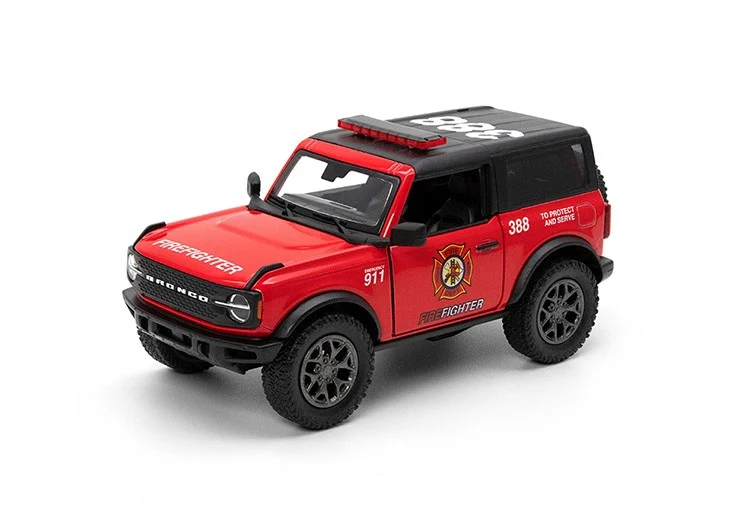 Masinuta metalica Ford Bronco politie/pompieri 13 cm scara 1 la 34 Kinsmart [1]