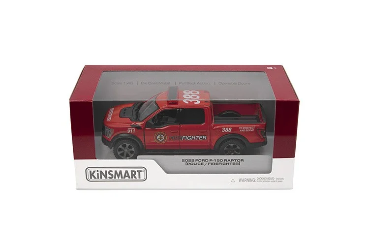 Masinuta metalica Ford F-150 Raptor politie/pompieri 13 cm scara 1 la 46 Kinsmart [3]