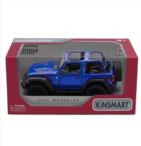 Mașinuțe de jucărie - Masinuta metalica Jeep Wrangler Kinsmart 13 cm albastru 1:28