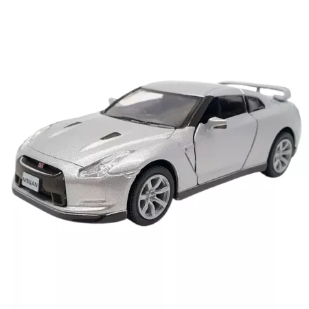 Mașinuțe de jucărie - Masinuta metalica Nissan GT-R Kinsmart argintiu 1:36 13 cm