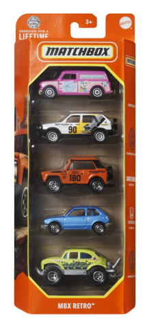 Mașinuțe de jucărie - MATCHBOX SET 5 MASINUTE METALICE MBX RETRO SCARA 1:64