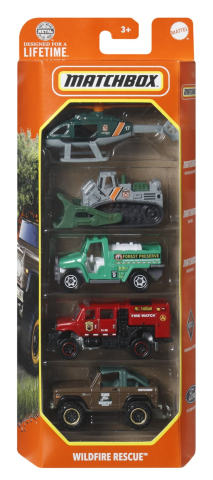 Mașinuțe de jucărie - MATCHBOX SET 5 MASINUTE METALICE MBX WILDFIRE RESCUE SCARA 1:64