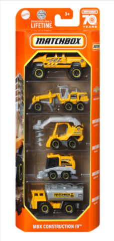 Utilaje de jucărie - Set 5 masinute Matchbox MBX Construction IV scara 1:64