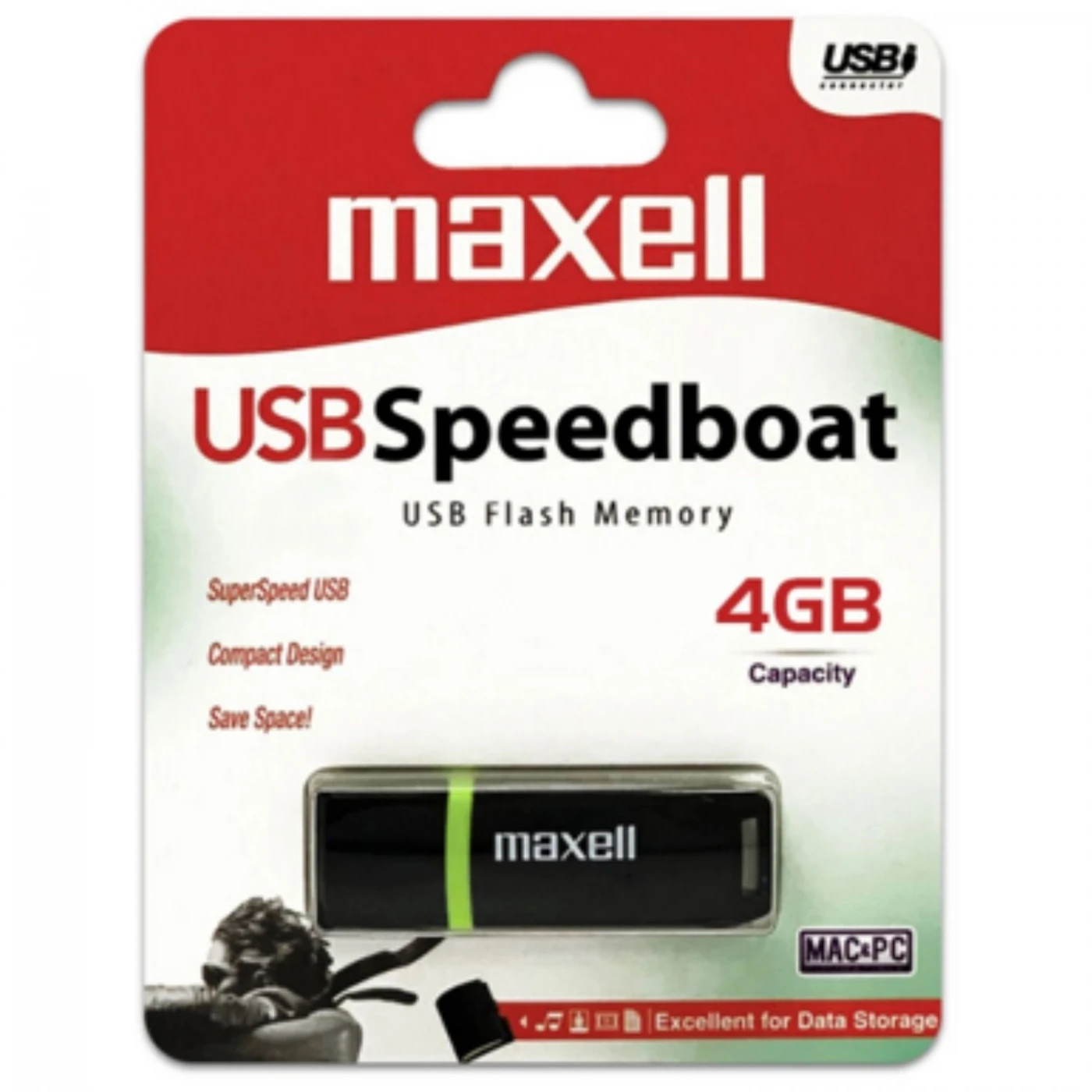 Memorii și stocare - Memorie USB 2.0 Maxell Speedboat Black 4 GB