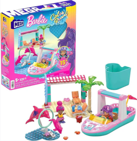 Jucării și jocuri - Set de constructie Mega Bloks Barbie Color Reveal Dolphin Exploration 121 piese