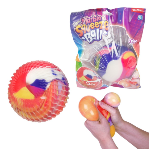 Jucării senzoriale și antistres - Minge squeezy Neon Marble 12 cm – Toi-Toys