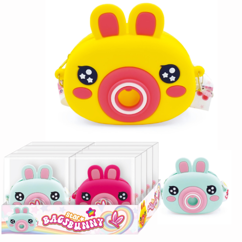 Articole pentru copii - Mini geanta Bags Bunny din silicon cu fermoar si curea culori diferite