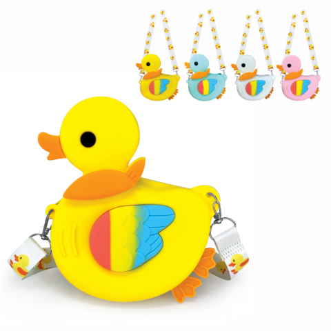 Accesorii personale și beauty - Mini geanta Ducky din silicon cu fermoar si curea culori diferite