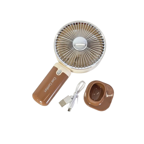 Accesorii personale și beauty - Mini ventilator de mana portabil cu suport Duoguo maro