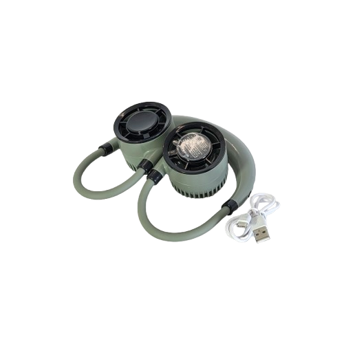 Ventilator portabil pentru gat cu doua capete reincarcabil verde inchis [1]