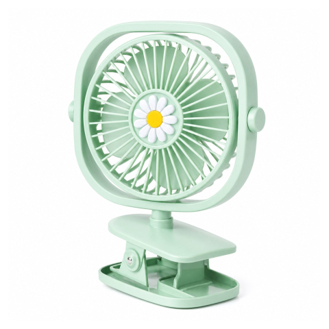 Articole pentru copii - Mini ventilator portabil USB cu clip verde 17.5 x 13.6 cm