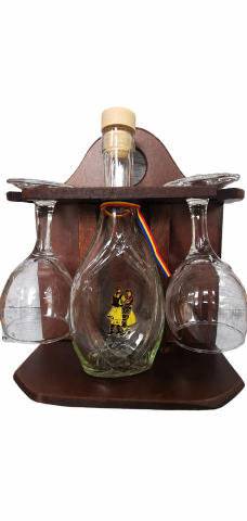 Băuturi și accesorii - Minibar din lemn cu sticla si 2 pahare