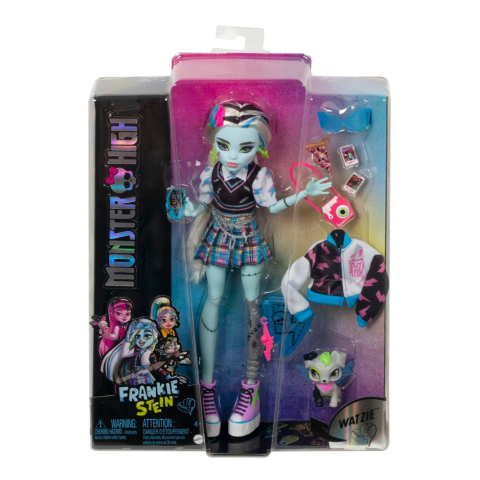 Păpuși și accesorii - MONSTER HIGH PAPUSA FRANKIE STEIN CU ANIMALUT SI ACCESORII