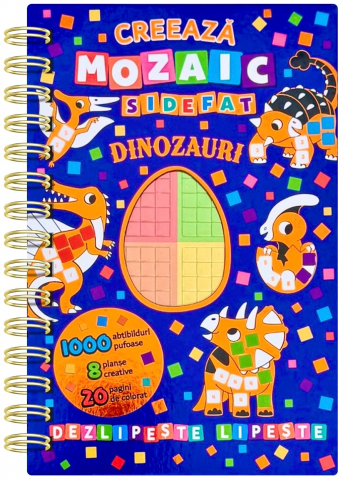 Cărți de colorat - Creeaza mozaic sidefat Dinozauri