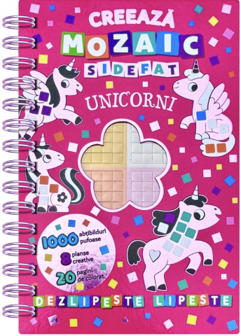Cărți de colorat - Creeaza mozaic sidefat Unicorni