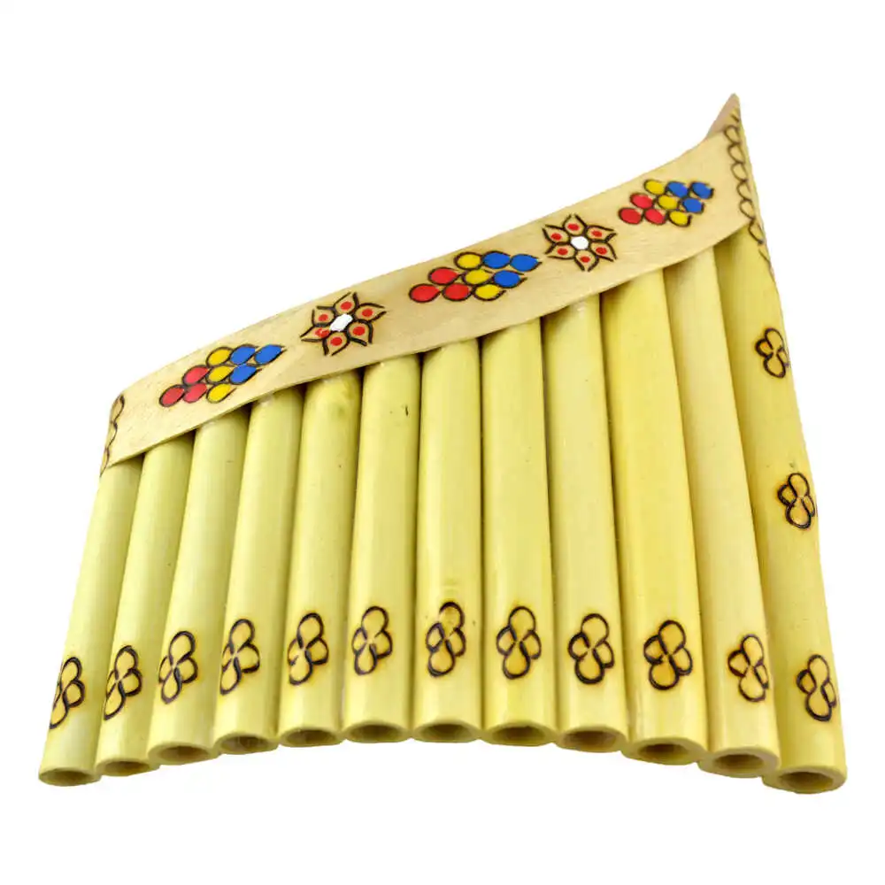 Souvenir România - Nai cu 11-12 orificii decorat cu motive populare 16 x 3 x 21 cm