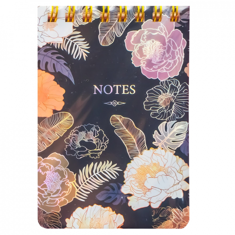 Notes A7 cu arc dictando 70 file coperta florala holografica [1]