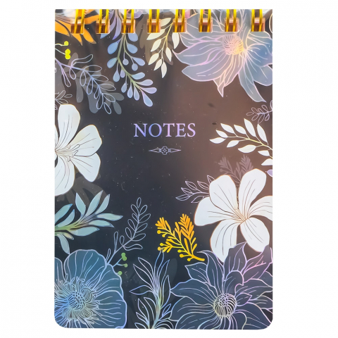 Notes A7 cu arc dictando 70 file coperta florala holografica [2]