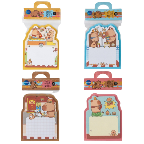Papetărie și articole din hârtie - Notes adeziv 30 coli 70x90mm Capybara Centrum