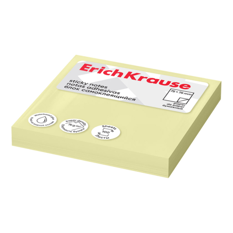 Noutăți Librăria Compas - Notes adeziv ErichKrause 75х75 mm 100 file galben