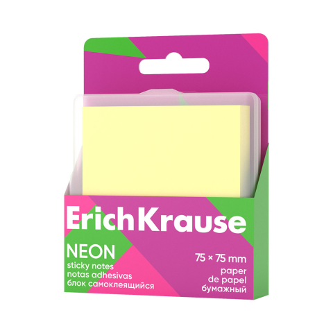 Noutăți Librăria Compas - Notes adeziv ErichKrause Neon 75х75 mm 80 file galben