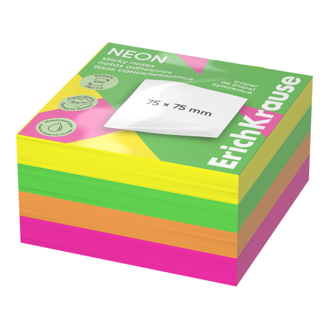 Notes și cuburi memo - Notite autoadezive ErichKrause Neon 75 x 75 mm 4 culori