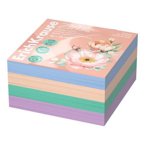 Noutăți Librăria Compas - Notes adeziv ErichKrause Pastel Bloom 75х75 mm 400 file multicolor