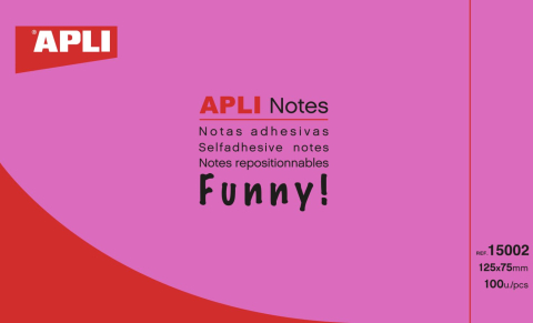 Notes și cuburi memo - Note adezive APLI 12.5 x 7.5 cm 100 file roz