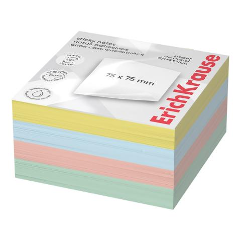 Notes și cuburi memo - Notite autoadezive ErichKrause 75 x 75 mm 400 coli 4 culori