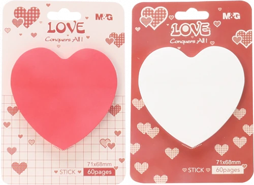 Note adezive - Notite adezive in forma de inima rosu si alb 60 file M&G