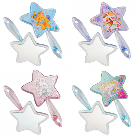 Accesorii personale și beauty - Oglinda stelara cu desene si confetti pentru fetite