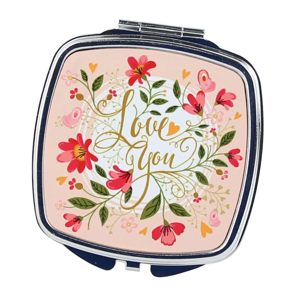 Casă și decorațiuni - Oglinda de buzunar love you flori 7cm