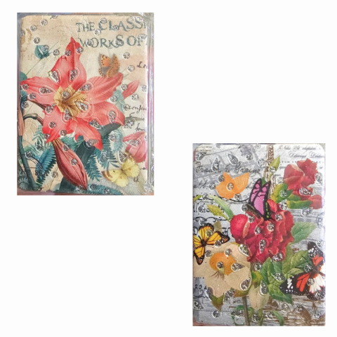 Accesorii personale și beauty - Oglinda de buzunar cu design floral si cristale stralucitoare modele diferite