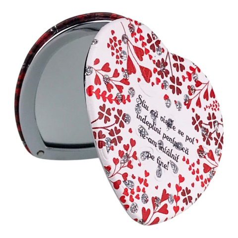 Oglinda de poseta inima cu mesaj de dragoste 7x7cm [9]