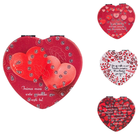 Ingrijire personală copii - Oglinda de poseta inima cu mesaj de dragoste 7x7cm