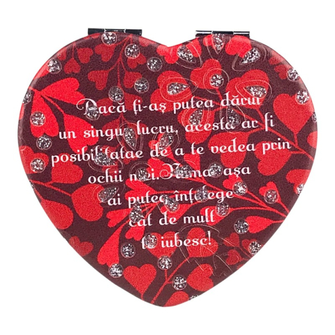 Oglinda de poseta inima cu mesaj de dragoste 7x7cm [5]