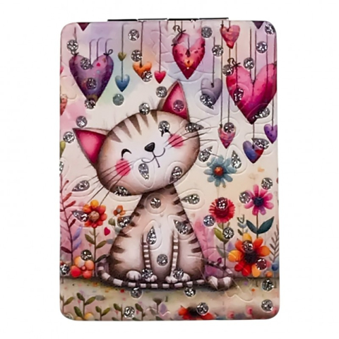 Ornamente și figurine decorative - Oglinda poseta 6x9 cm model pisici