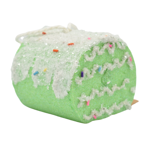 Ornament bomboana verde cu glazura alba 5.5x6 cm [1]