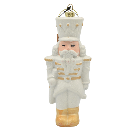 Noutăți Librăria Compas - Ornament brad soldat din plastic 15x6 cm alb/auriu