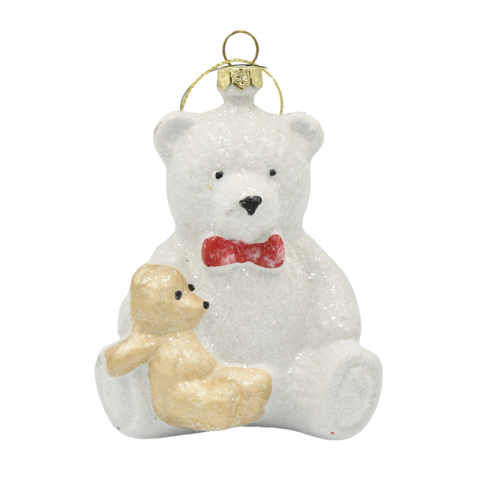 Noutăți Librăria Compas - Ornament brad ursulet alb 10x8 cm plastic