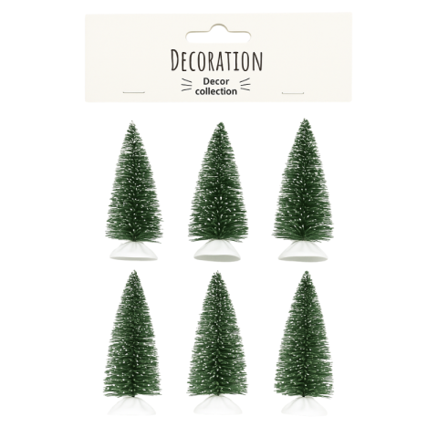 Decorațiuni și articole de Crăciun - Ornament brad verde 6/set plastic 10 cm
