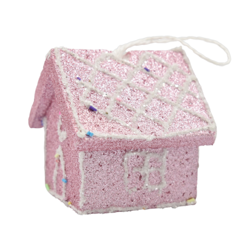 Ornament casuta polistiren 8x7x5.5 cm roz [1]