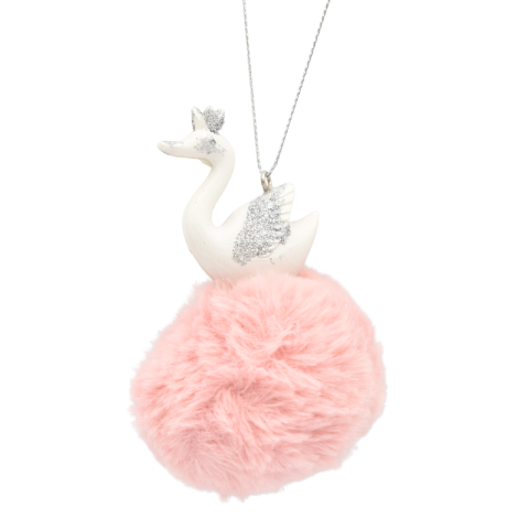 Ornament de agatat lebada cu puf 10 cm [1]