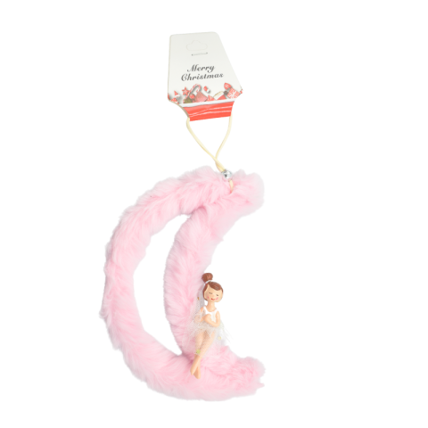 Ornament agatat luna blanita roz cu balerina 15cm [2]