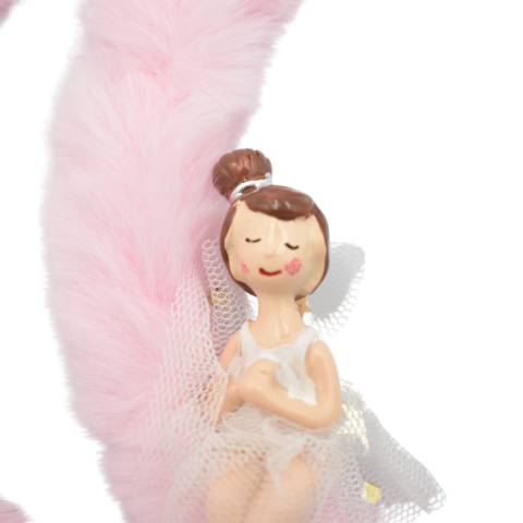 Ornament agatat luna blanita roz cu balerina 15cm [1]