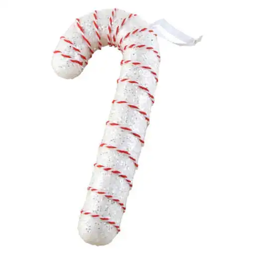 Ornament de brad tip bastonas cu sclipici 8 x 19 cm modele diferite [4]