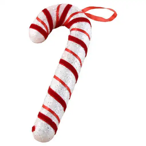 Ornament de brad tip bastonas cu sclipici 8 x 19 cm modele diferite [3]