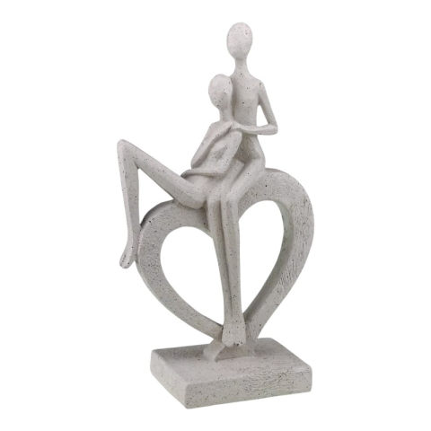 Ornamente și figurine decorative - Decoratiune rasina 14x26 cm Inima cu doi indragostiti