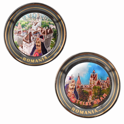 Magneți - Ornament magnet din lemn rotund Romania 6 cm modele diferite