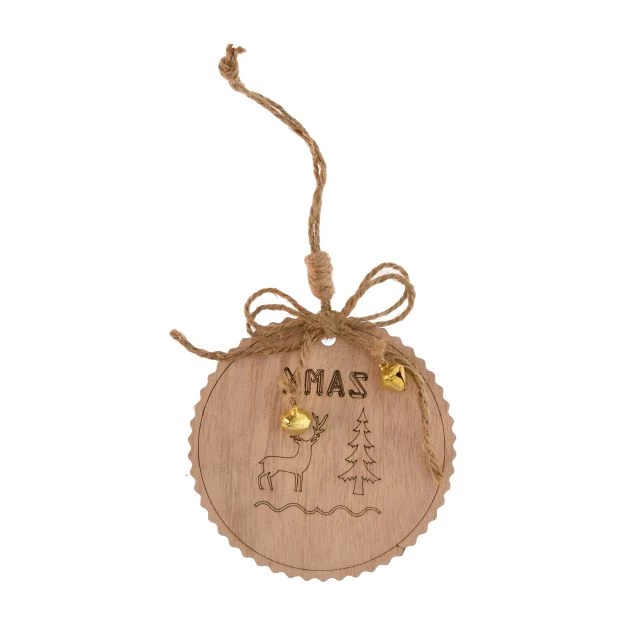 Noutăți Librăria Compas - Ornament lemn Xmas cu agatatoare 10 cm